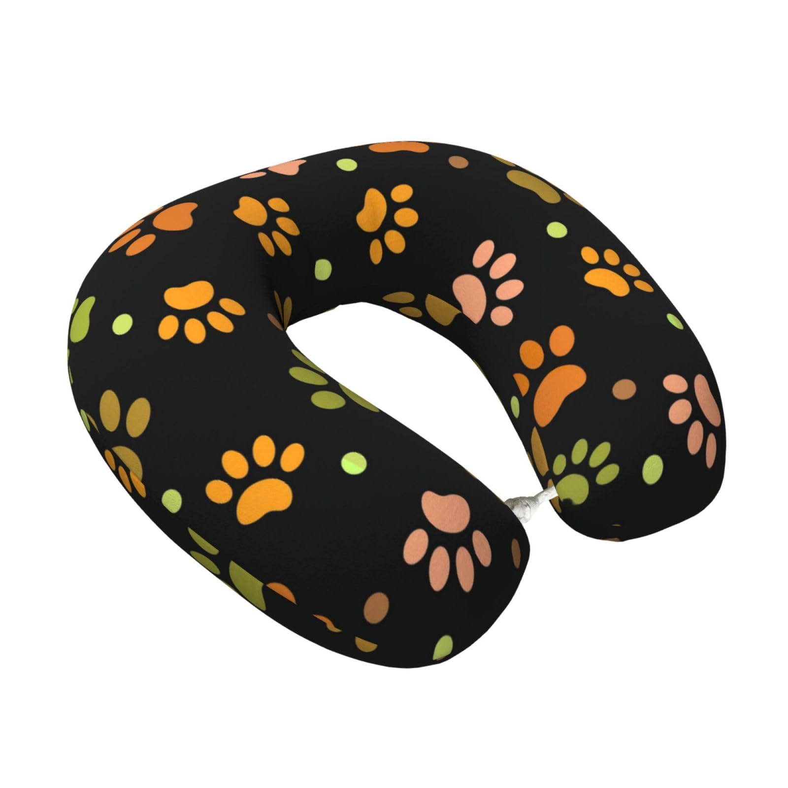 LKYMOH Dog Paws Pattern, Travel Neck Pillow U-Shaped Memory Neck Support Soft Comfortable With Washable Cover For Airplane Car Traveling and Office