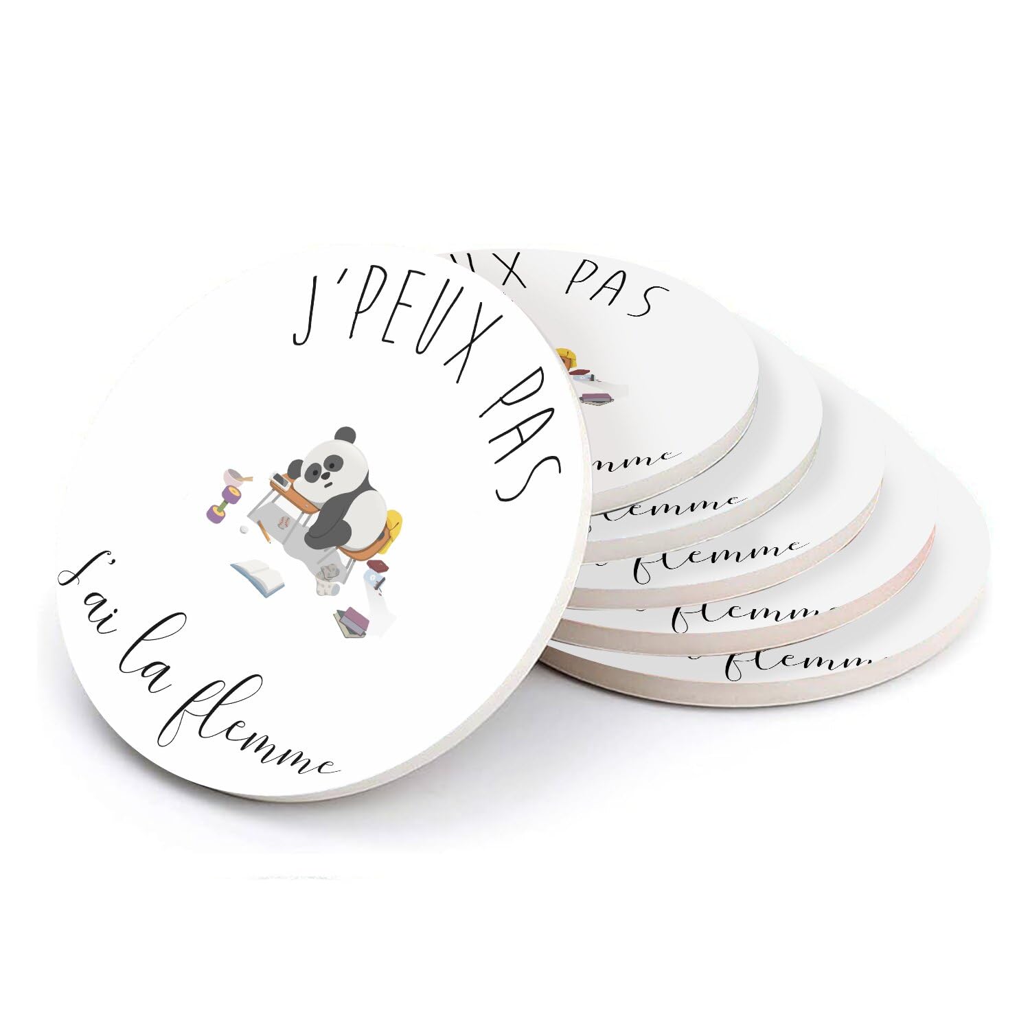 Sous-verre céramique humour panda pour vos moments de détente de l'apéro au bureau