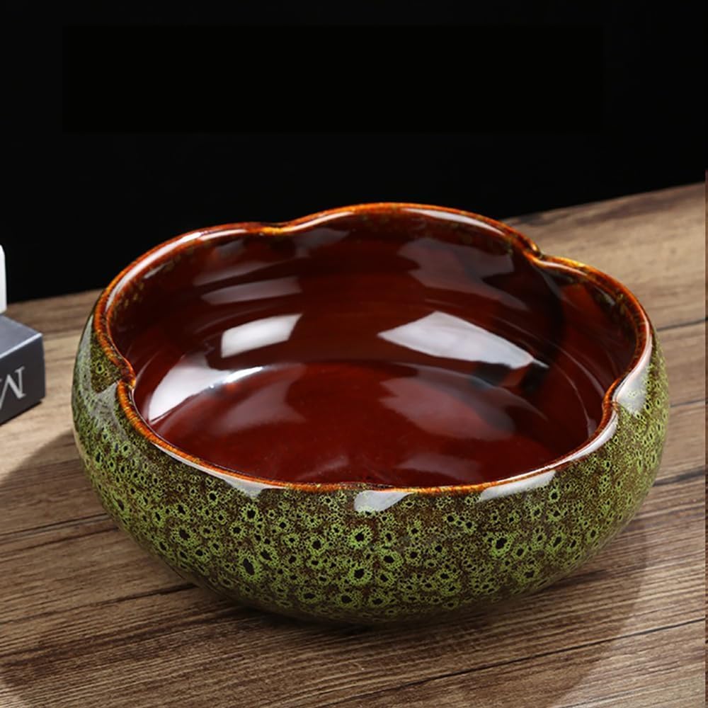 Ceramiczna doniczka z motywem lotosu do hydroponiki wewnętrznej, płytka doniczka w kształcie płatka do sukulentów, bonsai i roślin wodnych, idealna do nasion kwiatu lotosu