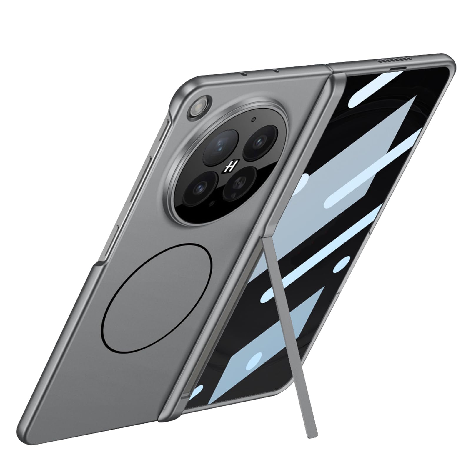 Coque Oppo Find N6 avec charnière et protège-écran espion gris