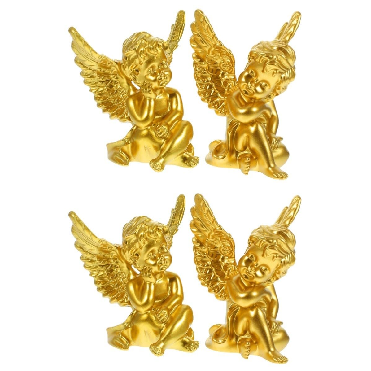 Toyvian 4 Piezas Figurita de Ángel de Resina Dorada para Estante y Gabinete