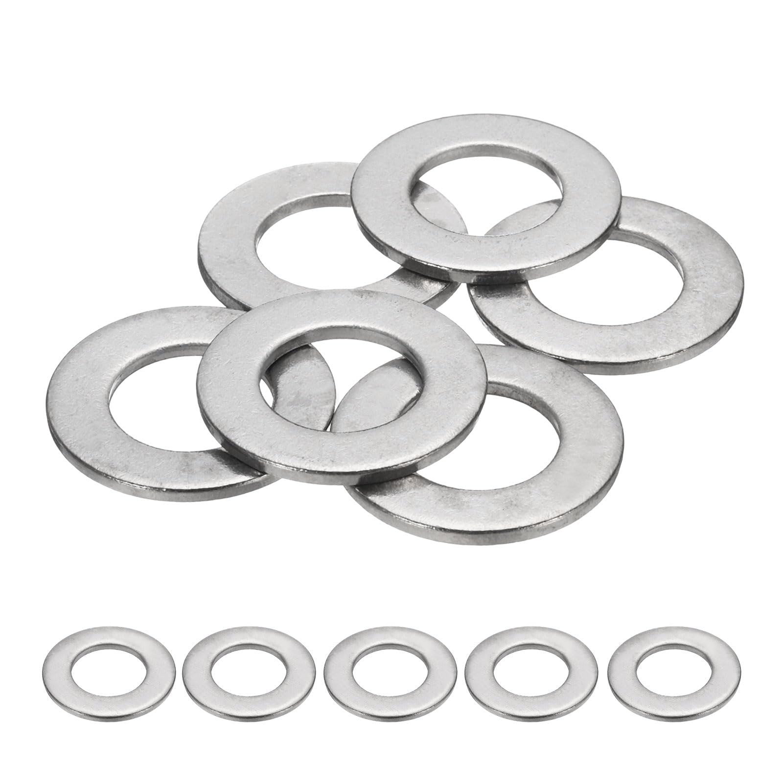 uxcell M30 Flat Washer for Screw, 6Pcs 304 Stainless Steel Washers 30MM ID x 56MM OD x 3MM Thick for Bolts, Factories Repair, Kitchens, Shops, and Outdoor Construction (Silver Tone)