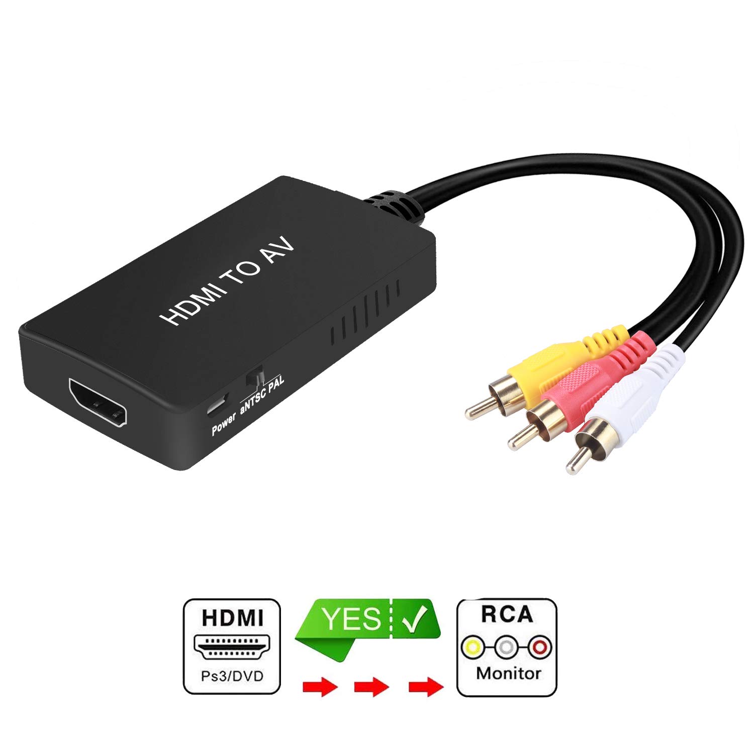 Scart to HDMI 1080p 60Hz SCART Adapter Plug and Play Analog to Digital Converter Box Video Audio HDMI Scart Adapter Support PAL/NTSC/SECAM for PS4