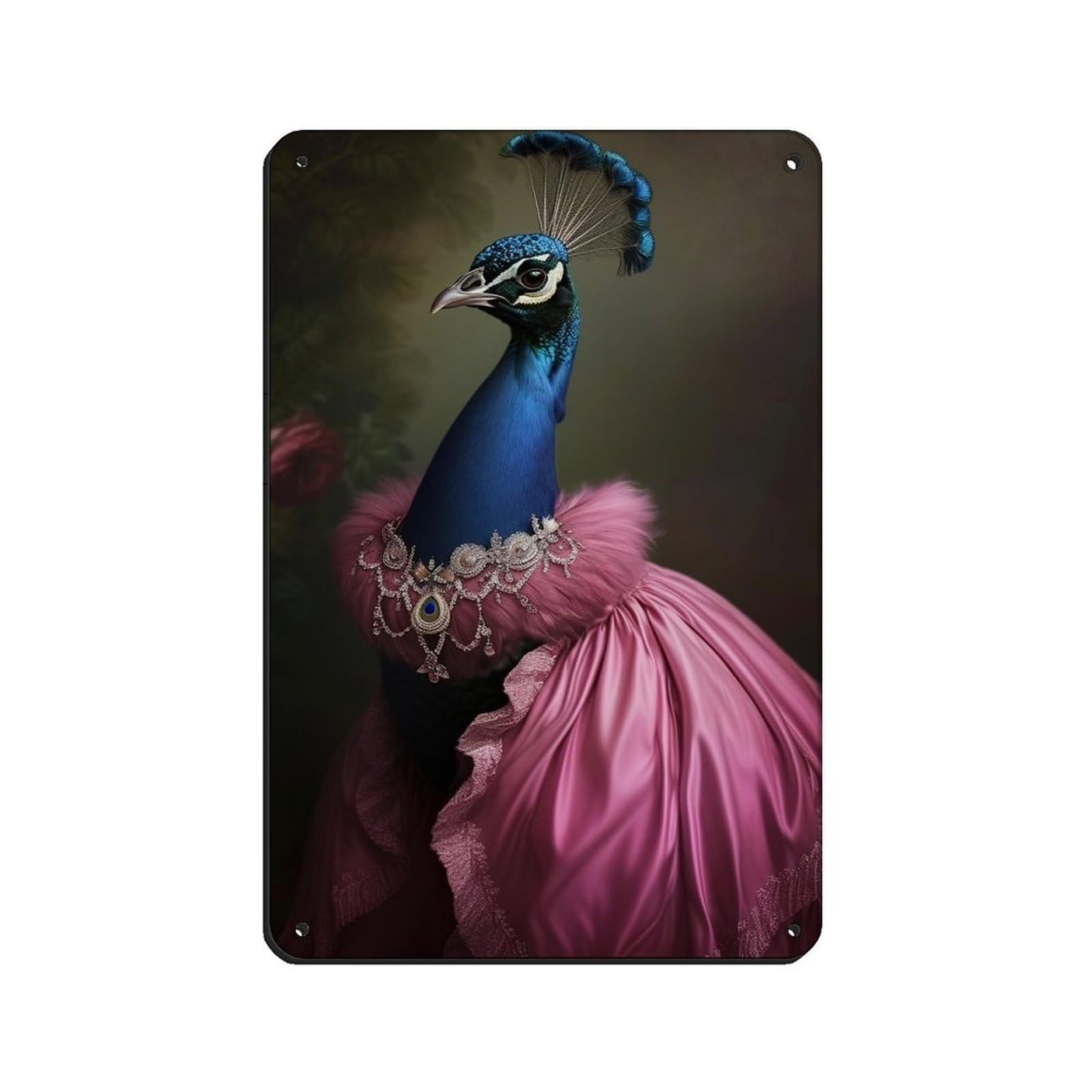Vintage Peacock Lady Painting Poster Retro Poster Metal Tin Sign Chic Art Retro Iron Painting Bar People Cave Cafe Family Garage Poster Wall Decoration 8x12inch(20x30cm)