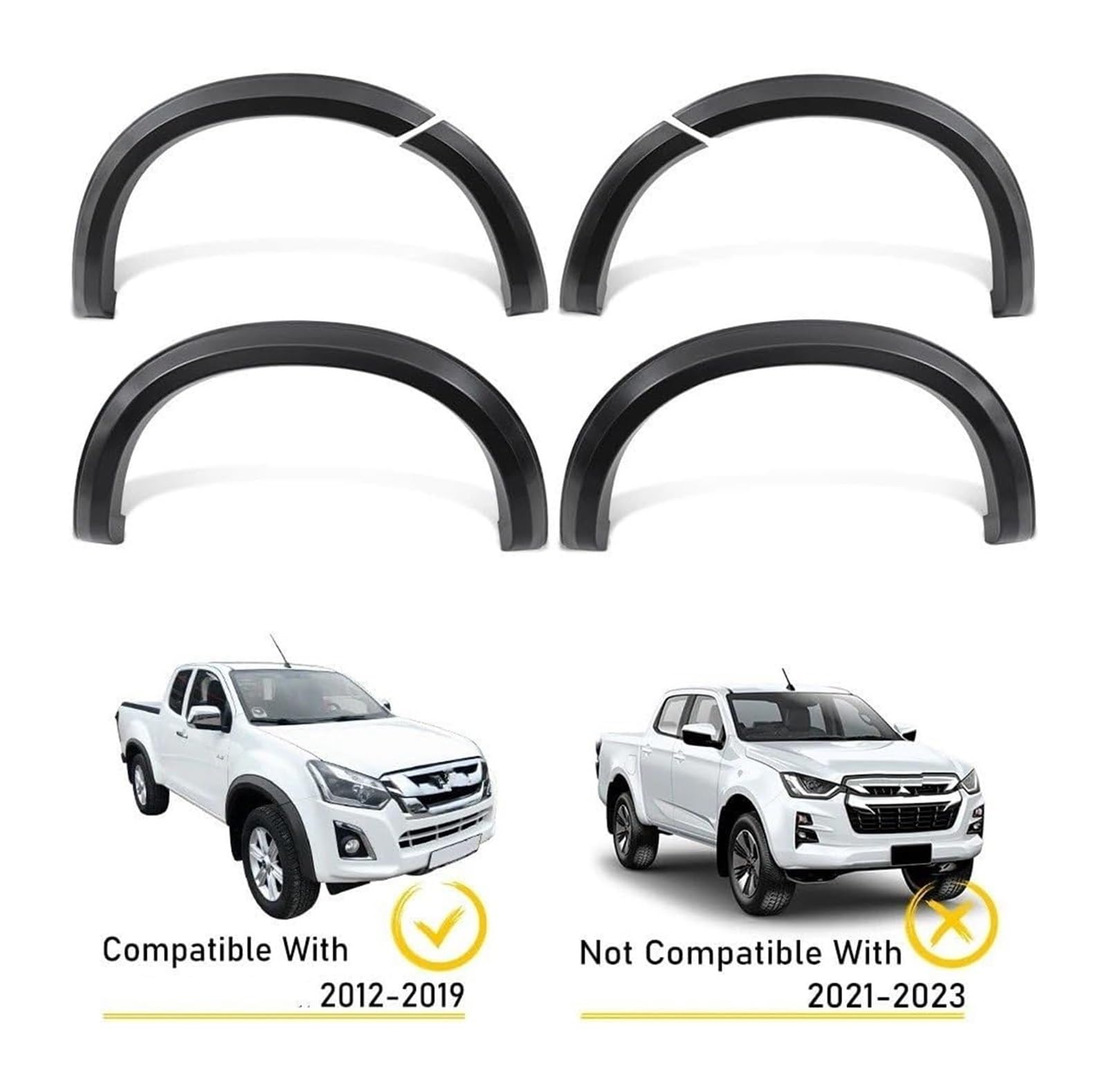 Lèvre De Sourcils De Roue Pour ISUZU Pour D-MAX 2012-2019 Kit Garde Boue Élargisseur Passage Roue Extension Carrosserie Large Double Cabine Style Voiture 6 Pièces