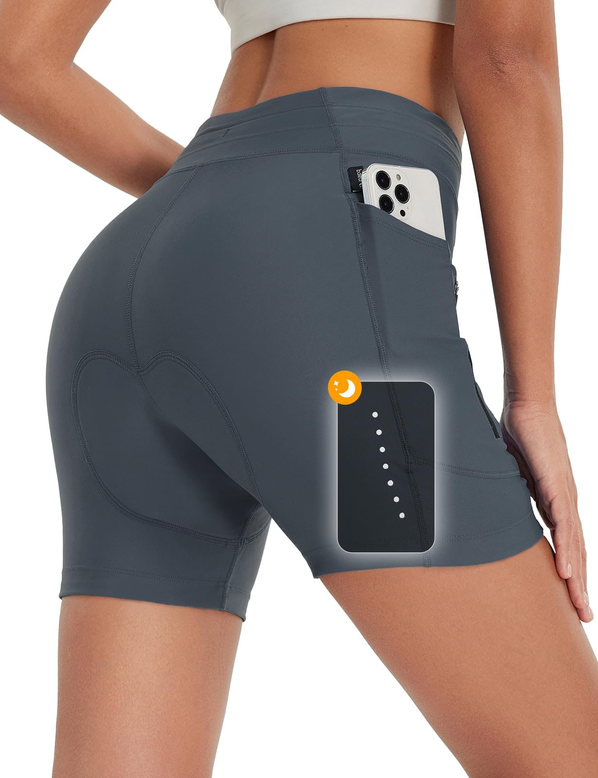 baleaf Radlerhose Damen Gepolstert 5 Zoll 4D Fahrradhose Radhose Gepolstert Kurz Radunterhose Fahrrad Unterwäsche Radbekleidung