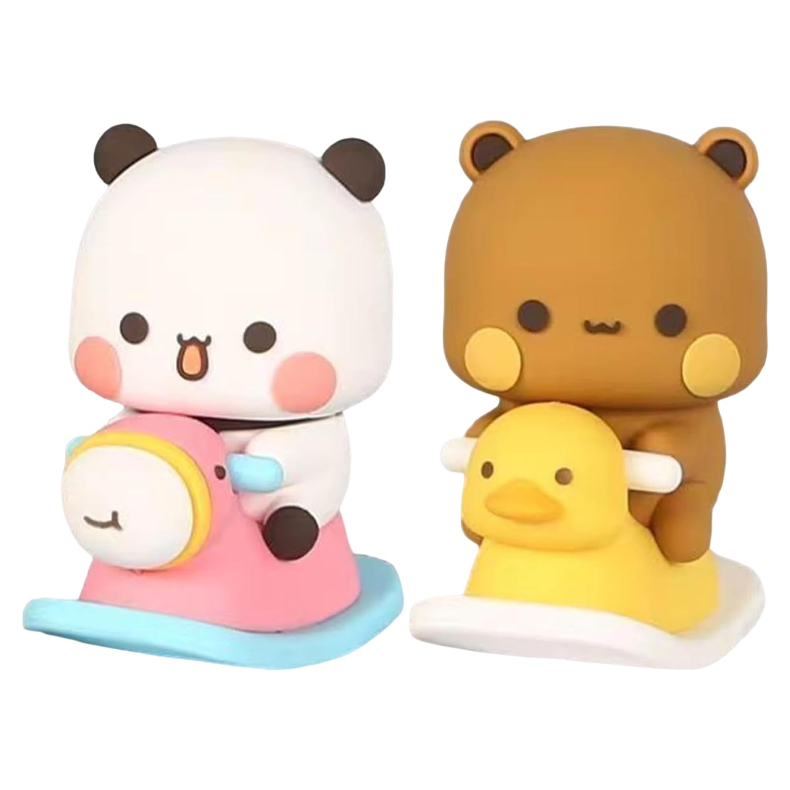 2 Pieces Bubu Dudu Swinging Figurine, Cute Panda Dashboard Decoration, Panda Bear Statue for Car, Office and Home