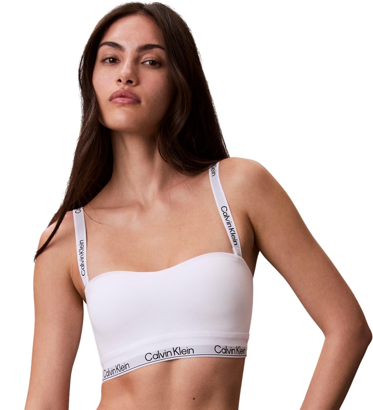 Calvin Klein Women’s Lightly Lined Bandeau Bralette, White (White), L