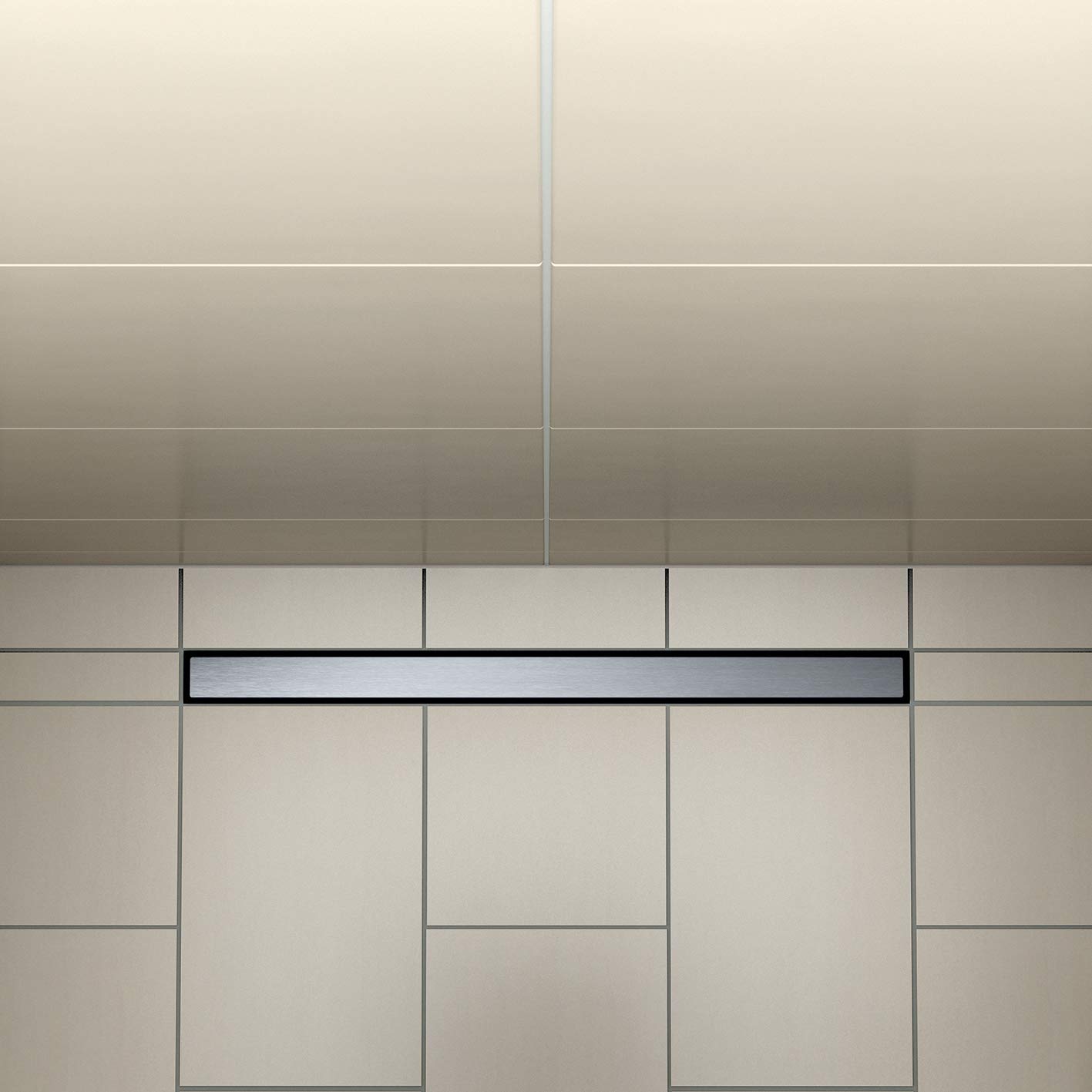 LUX ELEMENTS Caniveau de douche 90 x 20 mm avec écoulement en ligne 7 x 75 cm intégré, TUB-LINE RT 900/200 (750) LTUBE95001, gris