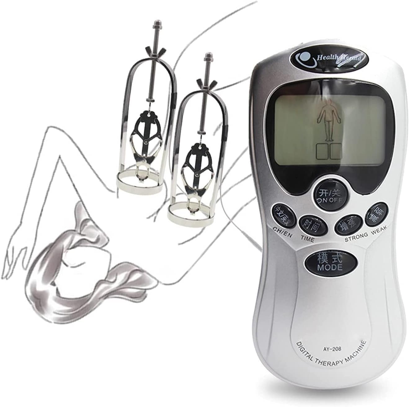 Elektrostimulation 2*Nippelklemmen Extrem Bondage Set, Nipple Clamps Elektrische Sex Schamlippenclip Elektrosex /Elektroschock sgerät Kit Erotik BDSM Fetisch Sexspielzeug für Männer Frauen Paare