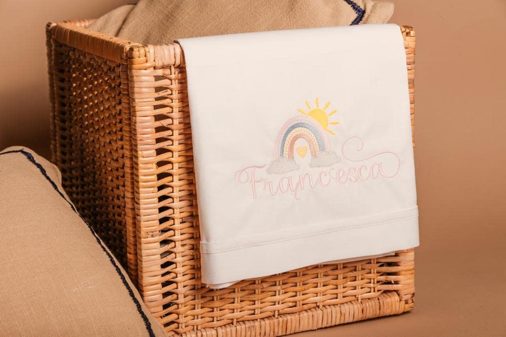 Lenzuolino Disegno Personalizzato Culla Neonato Set 3Pz. Lettino Ricamato Regalo Bimbi Nascita Coordinato Completo Vari Colori