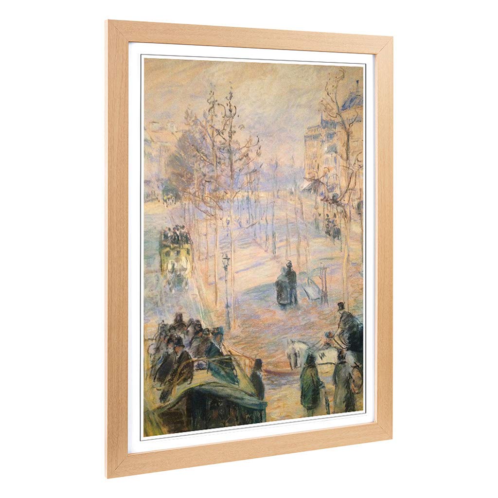 Big Box Art Framed Print of Camille Pissaro Boulevard Rochechouart Design | Wall Art Picture | Home Decor for Kitchen, Living Room, Bedroom, Hallway, Oak, A2 / 24.5x18 Inch / 62x45cm