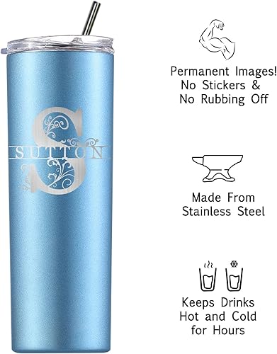 Miniatura 5 de Vasos ajustados personalizados con tapa con nombre y pajilla vaso de café aislado personalizado regalos de cumpleaños de Navidad para mujeres y