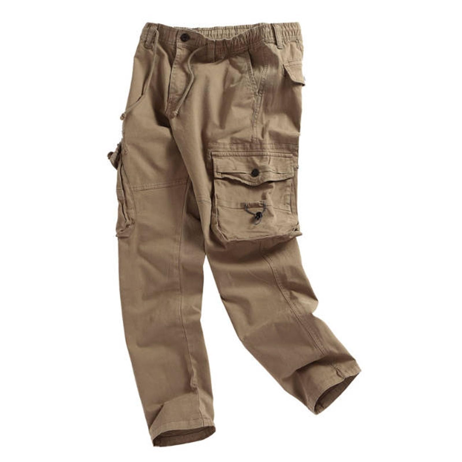 CHUNOTU - Pantalones de trabajo para hombre, cintura elástica, casuales, pantalones deportivos sueltos, pantalones de chándal de ajuste regular, pantalones cargo de combate y senderismo