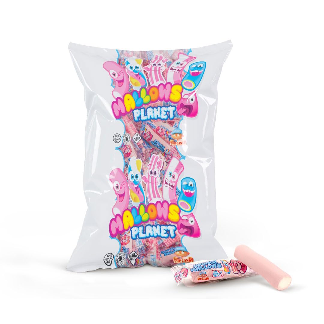Esponjitas Top Mallows Envueltas De Colores Para Mesas Dulces, Sin Gluten, Sin Lactosa, 0% Materia Grasa, Marshmallow Sponge Rosa 110