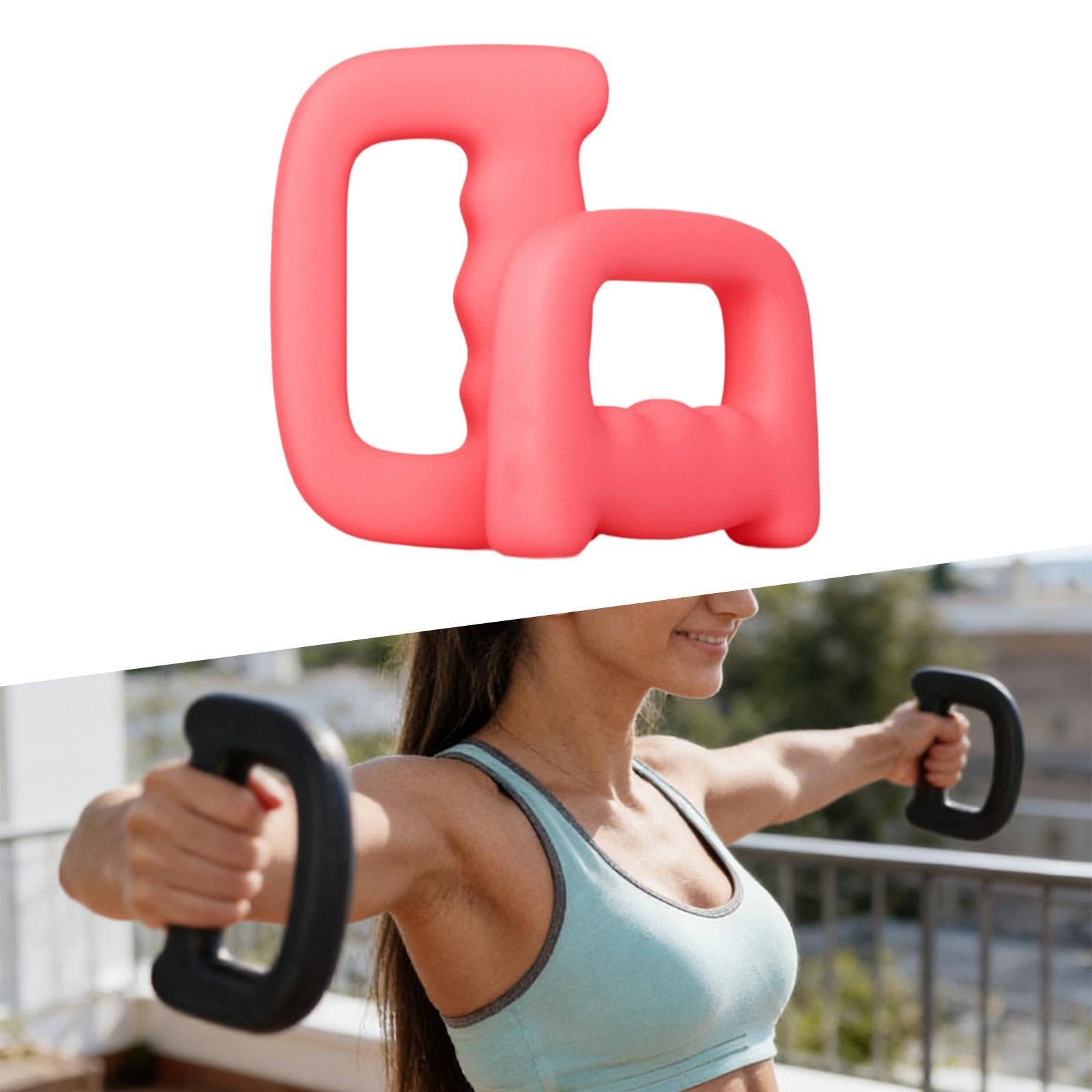 2 Pezzi Manubri Fitness Ergonomici Antiscivolo Ghisa Sagomata Impugnatura Nonslip Ideali per Allenamento Petto Braccia Spalle Curl Usati in Casa Uffic, Rosa Rossa 1.5 kg