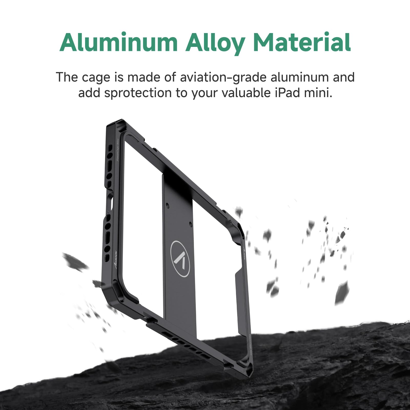 Accsoon PowerCage Mini Compatible con iPad Mini 6 para Monitorización, Funciona con Adaptador De Placa De Batería NP-F, Funda Protectora con Capucha De Sol, Materiales De Aleación De Aluminio