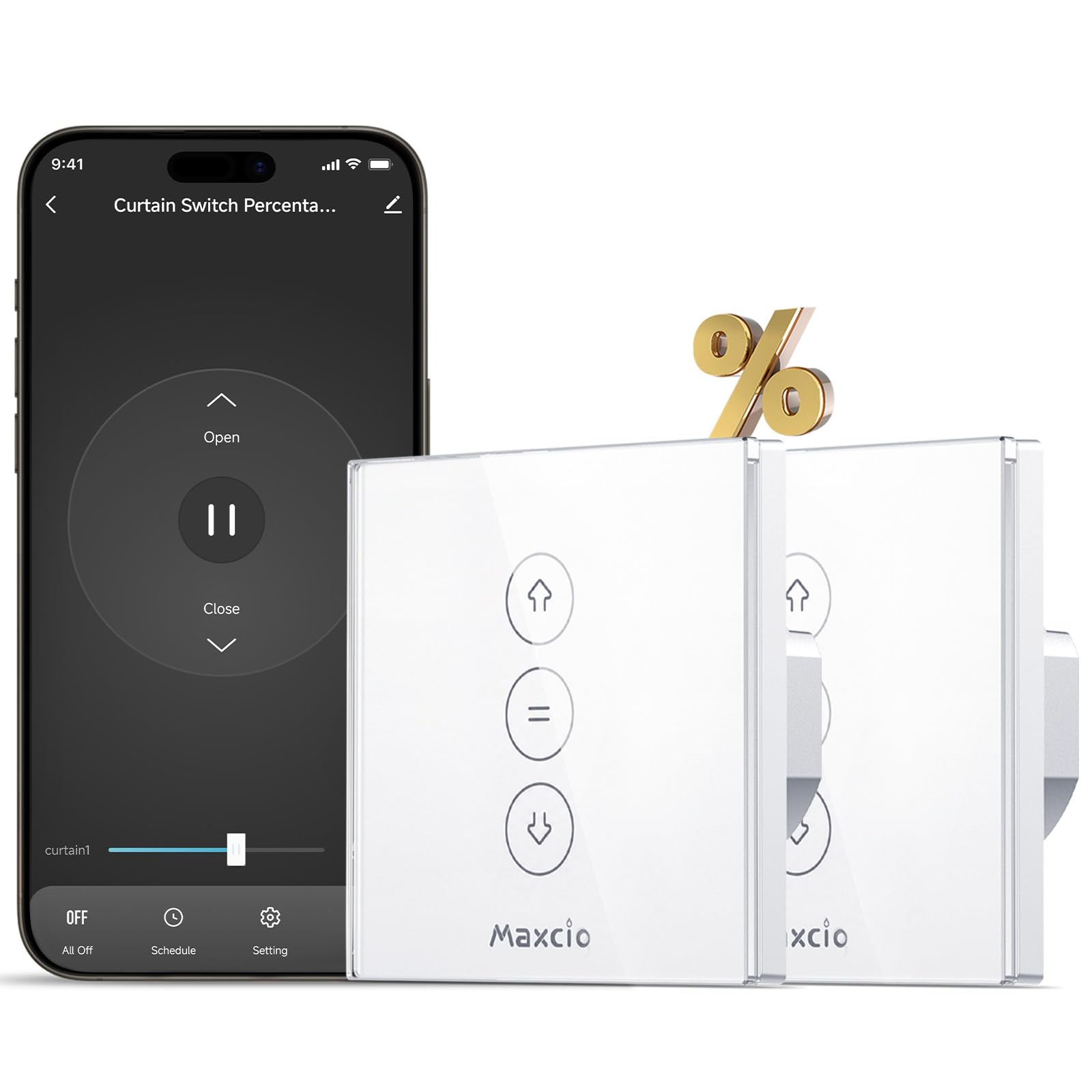 Maxcio WLAN Rolladenschalter für Smart Home mit Prozentfunktion