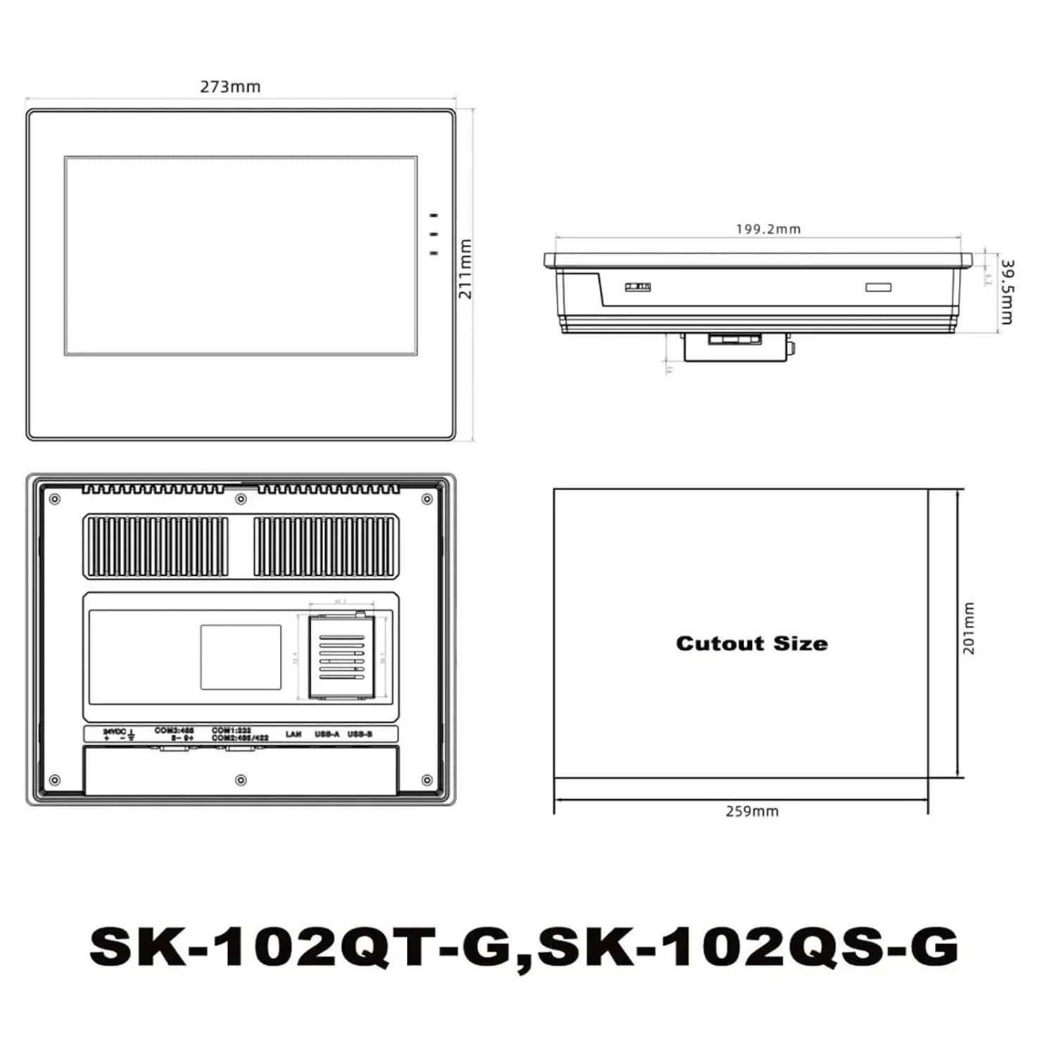 10 Inch HMI with Ethernet SK102QT G SK102QS G Human Machine Interface Industrial Display Screen