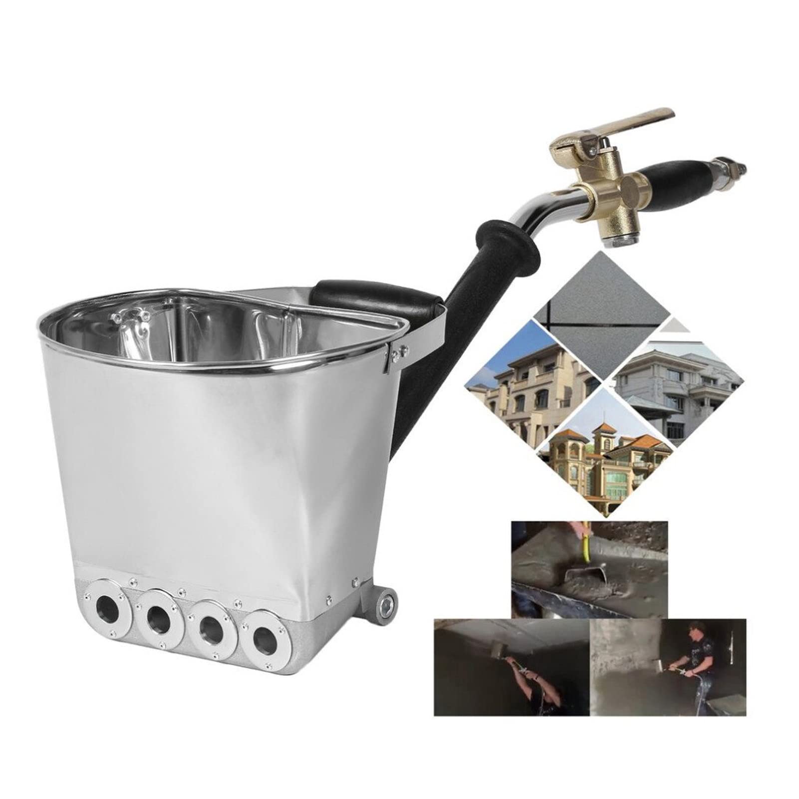 Pulverizador de mortero de yeso de 4 chorros, herramienta neumática de pulverización de estuco de mortero de cemento, pulverizador automático de hormigón con tolva de aire para pintar paredes o techos