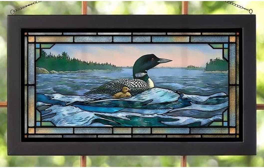 Wild Wings 5386500004 Stained Glass Art, 23-inch Width (Rough Water Loon)