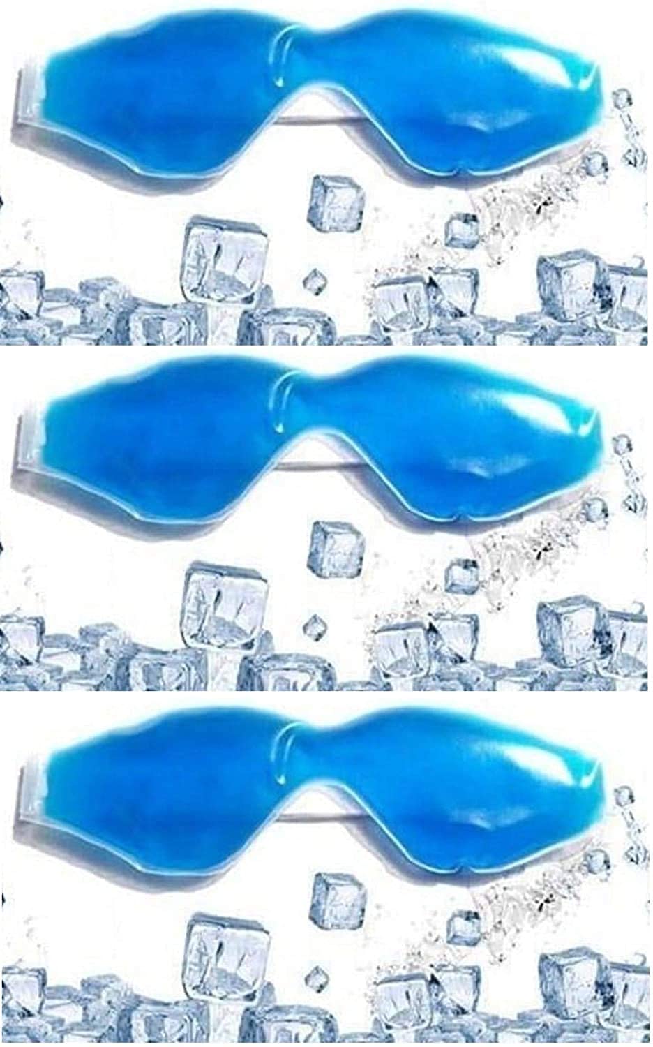 JK ENTERPRISE (PACK OF 3) Aqua Cooling Gel Relaxing Eye Mask for Dark Circles, Cooling Eyes, Pain Relief, Redness, Eye Patches, Sleeping Cool Pad Suitable for All Family Members (3 PC SMALL SIZE BLUE)