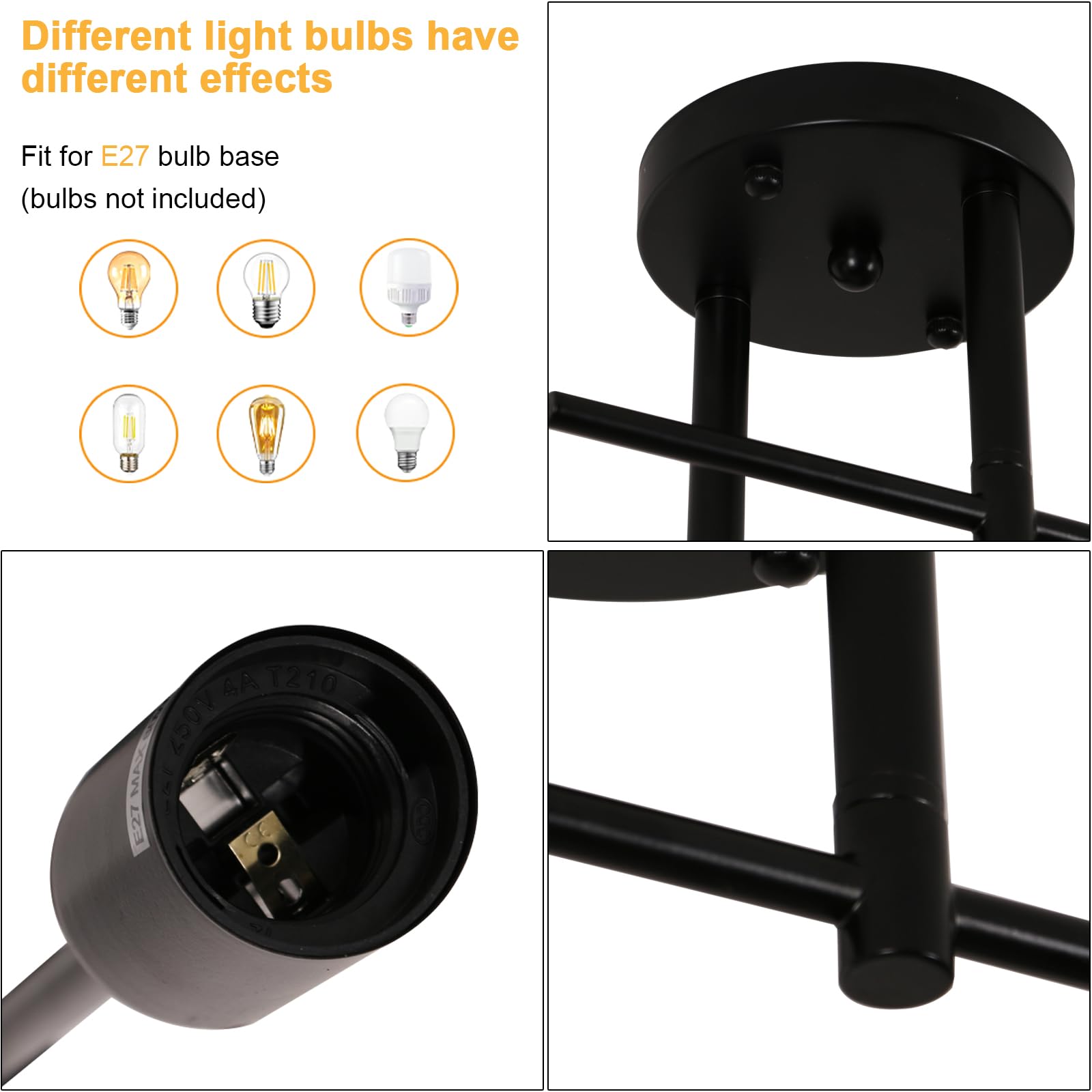 Riserva Lámparas Colgante Vintage E27, Negro Lampara De Techo Retro Industrial, 2 Luces Lámpara de Araña Retro para Comedor, Cocina, Salón, Bar, Restaurante, No Incluido Bombillas