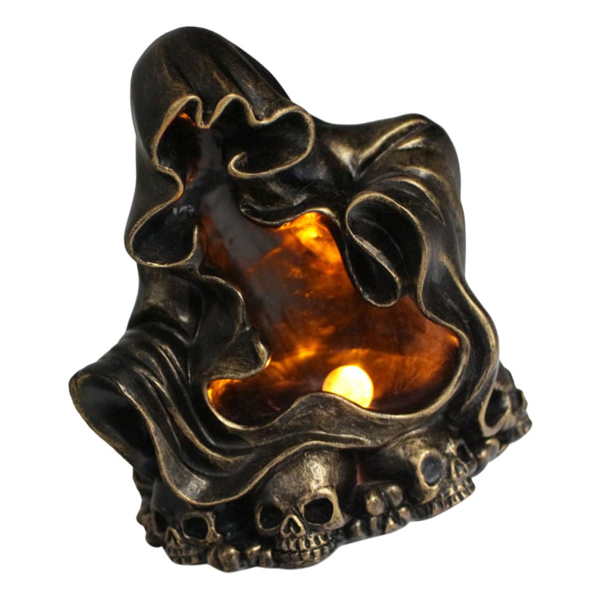 Toddmomy Garden Ghost Lamp Figurine Scary Skull Statue for Halloween Light Up Ornament Unique Gothic Ghost Decoration for Festive Atmosphere
