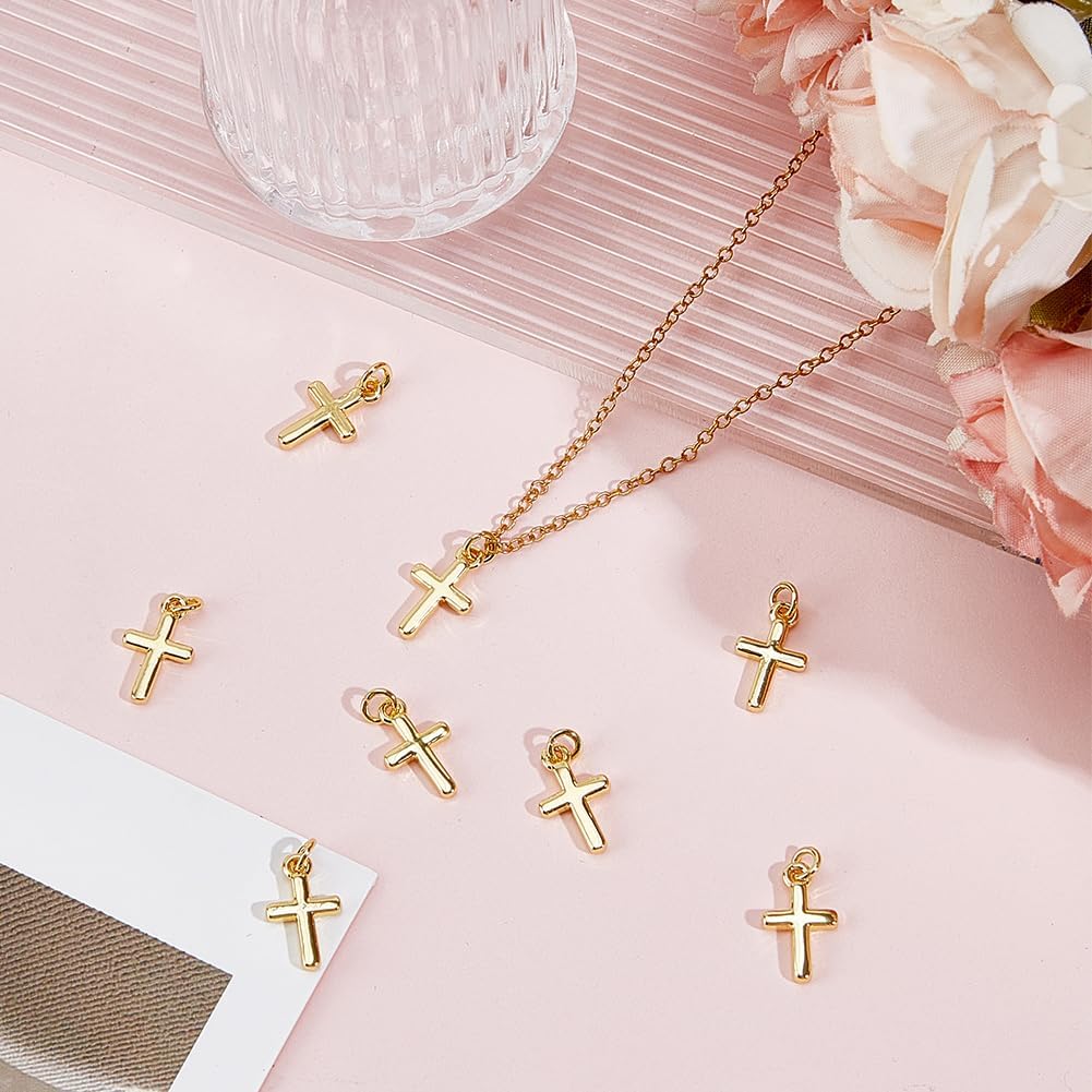Beebeecraft 1 Box 20Pcs 18K Gold Plated Cross Charms Mini Crucifix Pendant Christ Jesus Dangle Charm for Jewelry Making Bracelet Earring Necklace DIY Crafts Supplies, 12.5x8x1.5mm - Image 4