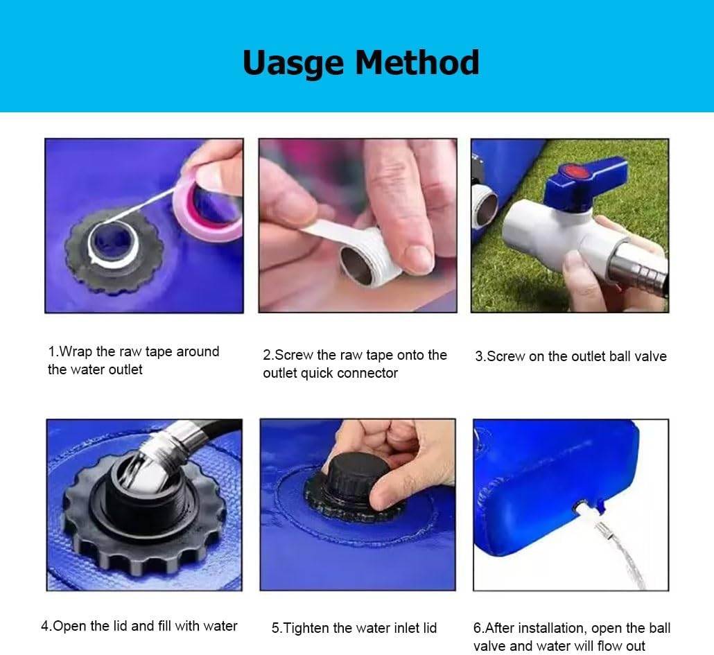 20-1070 Gal PVC Foldable & Portable Water Bladder with Overflow Kit, Emergency Water Tank/Bag for RV Camping Rainwater Collecting(1.6x1.2x0.89m/1703L/450gal)