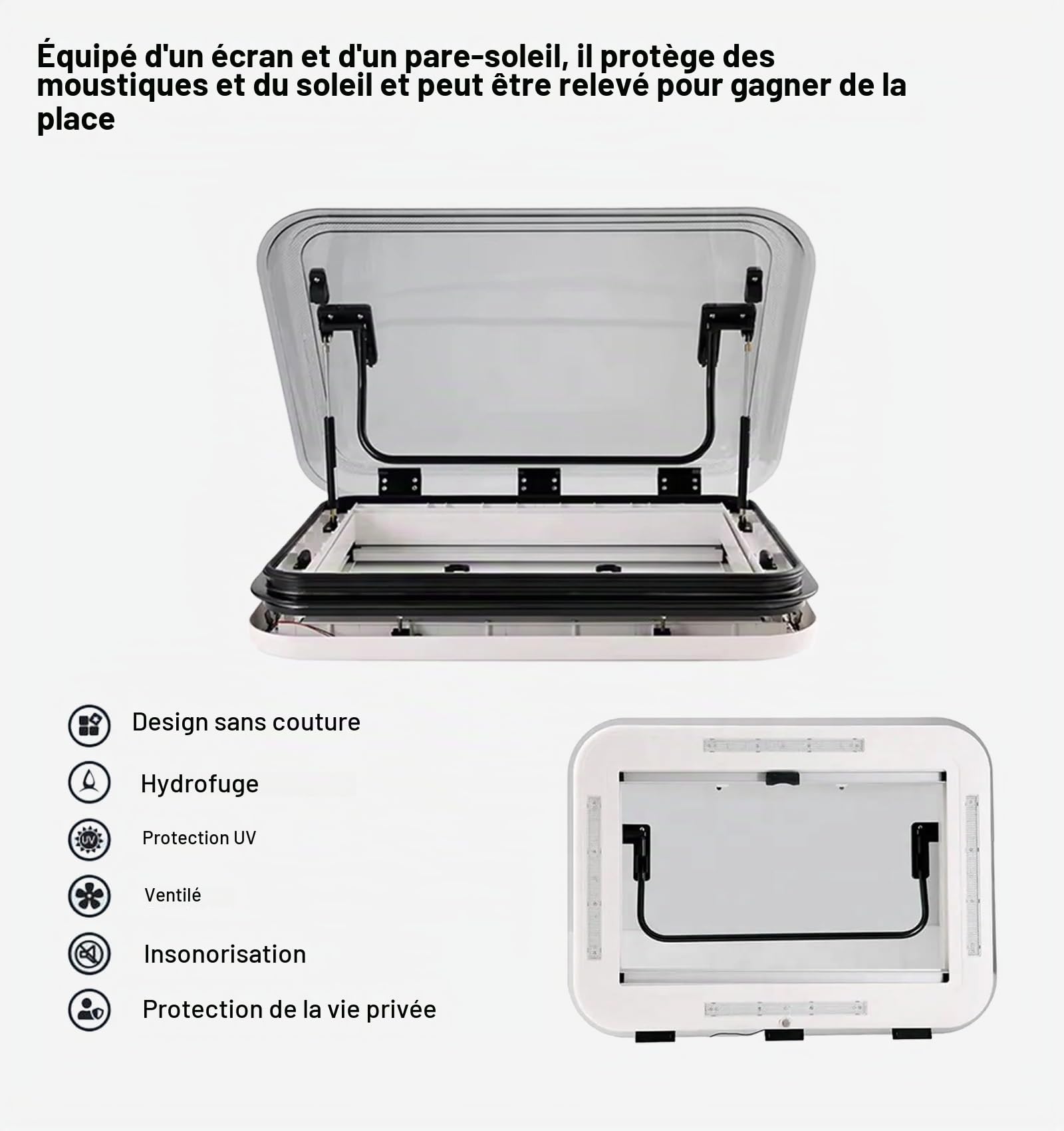 Lanterneau pour Camping-Car/Caravane avec Store et Moustiquaire