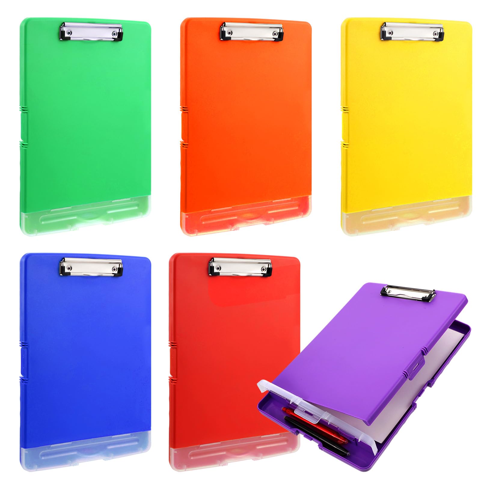 JIEYAO 6 tavolette portablocco in plastica resistente con contenitore, formato A4, colorate, impermeabili, con portapenne, apertura laterale, per ufficio e scuola