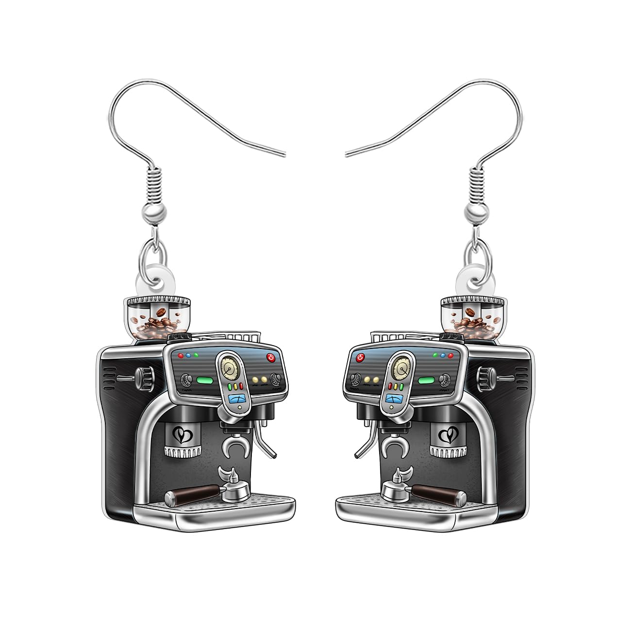 BONSNY Acrylic Dangling Novelty Fun Black Coffee Machine Earrings Hypoallergenic Designer Jewelry Gifts For Women