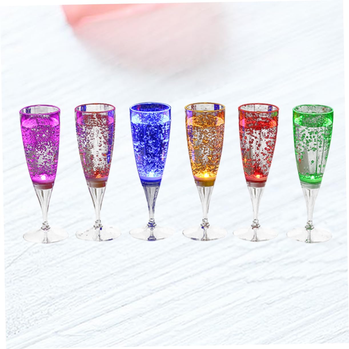 Amosfun 6Pcs Plastic LED Light Wine Goblets Liquid Activated Glasses for Festive Atmosphere Mixed Color for Parties Weddings and Celebrations