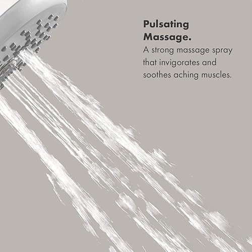 Miniatura 2 de hansgrohe Croma 100 - Cabezal de ducha de 4 pulgadas, flujo bajo, moderno, 3 pulverizadores, masaje pulsante, ahorro intenso de agua turbo con