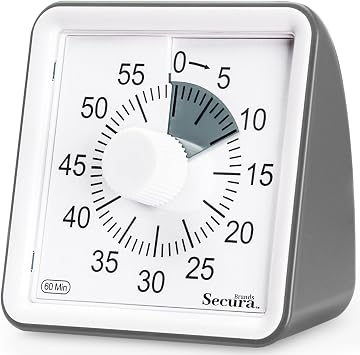 Secura 60-Minute Visual Countdown Timer for Kids & Adults, Classroom Time Management Tool Gray & Dark Gray