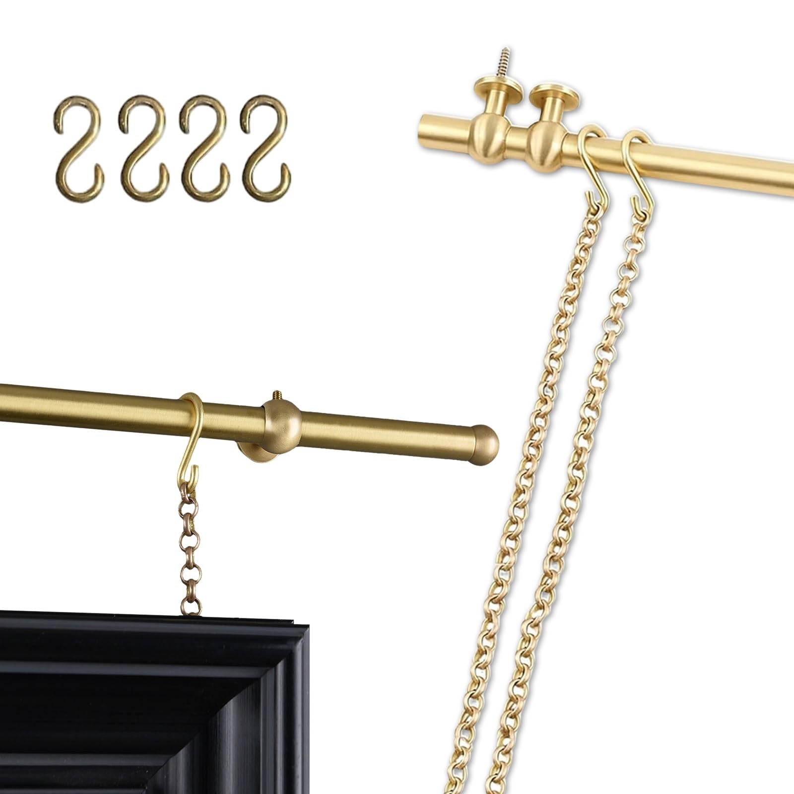 Cimaise en laiton avec kit de rail pour accrocher des tableaux et miroirs style galerie d'art