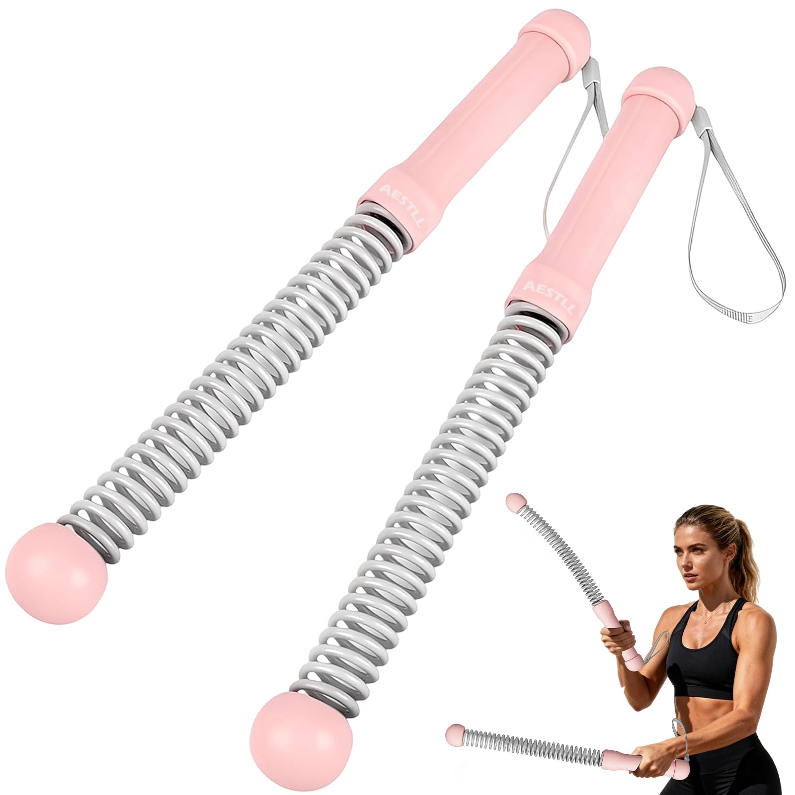Ropeless Battle Ropes Weighted — 2 Pack Portable Cordless Battle Ropes for HIIT & Cardio Full-Body Workout Tool with Non-Slip Spiral Handles, Travel-Friendly Ho
