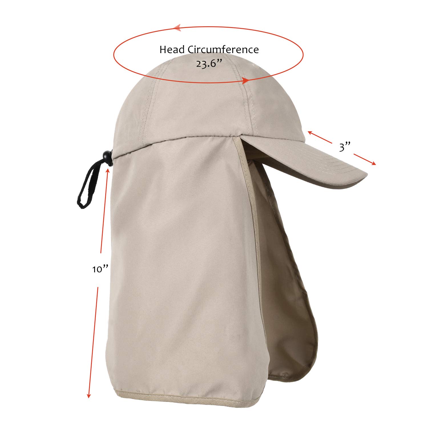 Sonnenhut für Herren/Damen mit UV-Schutz breite Krempe Safari Wandermütze mit Nackenklappe Abdeckung