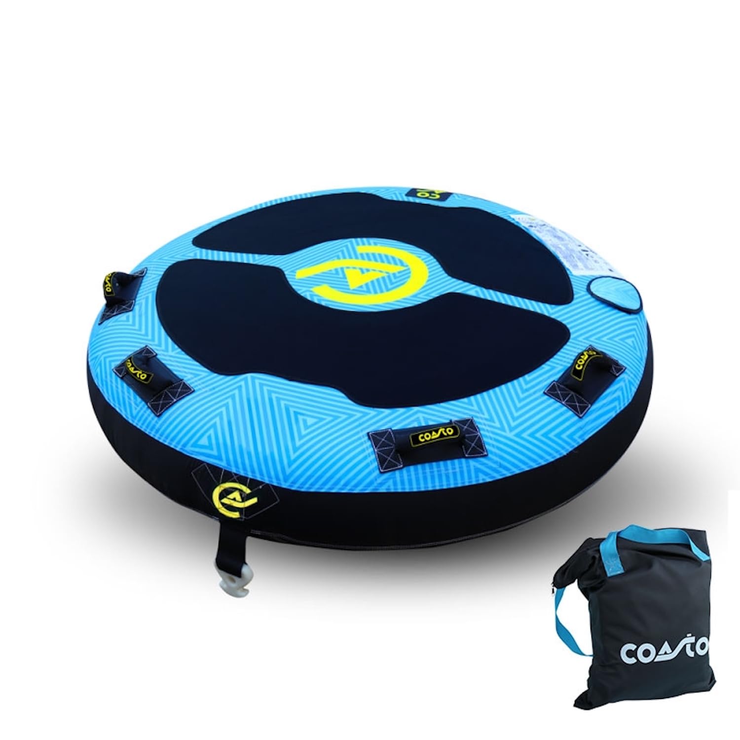 Boya remolcada Maroa COASTO - PB-CBMAROA2 - para 2 Personas - Forma: Redonda - Diámetro: 60" (152cm) Capacidad: 2 Personas Construcción: PVC 26G + Nylon 420D Bolsa de Transporte incluida