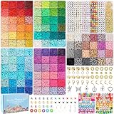 Acerich 21100 Pcs Clay Beads Bracelet Making Kit, 120 Colors 6 Boxes Beads for Friendship Bracelet Kit, Heishi Bead for Jewelry Making Kits with Letter Bead as Crafts Gift