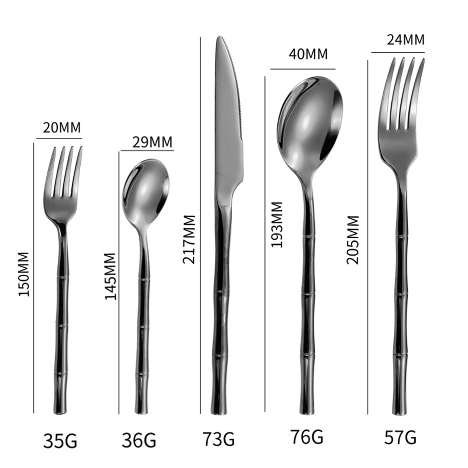 Este Juego de Cubiertos Negros de 50 Piezas para 10 Personas, Juego de Cubiertos de Acero Inoxidable 18/8, Juego de Utensilios Negros con Mango Tipo bambú, Juego de Cubiertos con Cuchillo pa