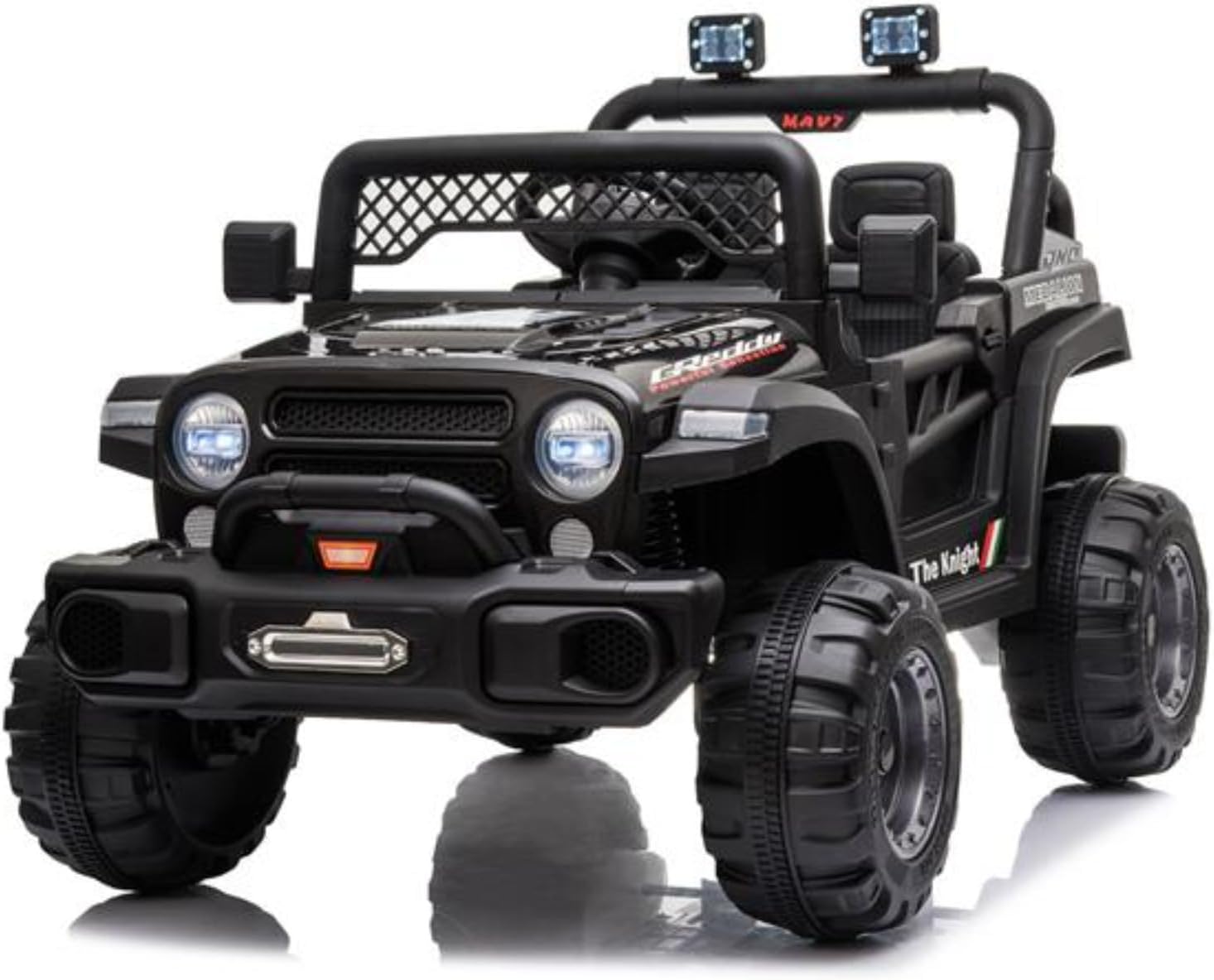 12V 4.5AH Children's Off-Road Vehicle, Dual-Drive Children's Racing Car, Rideable Electric Vehicle, 2.4G Remote Control, 3 Different Speed Modes, Adjustable Seat Belt, Black
