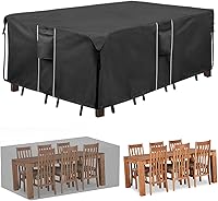 Vista 1 de YJHome Fundas de mesa para exteriores, impermeables, rectangulares, para muebles de patio, juego de mesas y sillas para exteriores, fundas