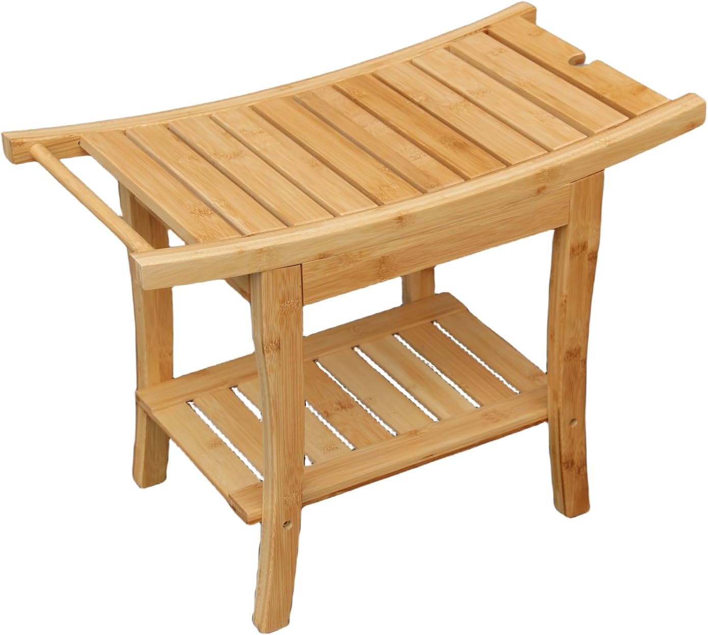 2Tier Bamboo Shower Bench, 24 Inch Waterproof Bathroom