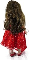 Vista 3 de Ropa y accesorios para muñecas de 18 pulgadas, hermoso vestido rojo con lunares para muñecas de 18 pulgadas