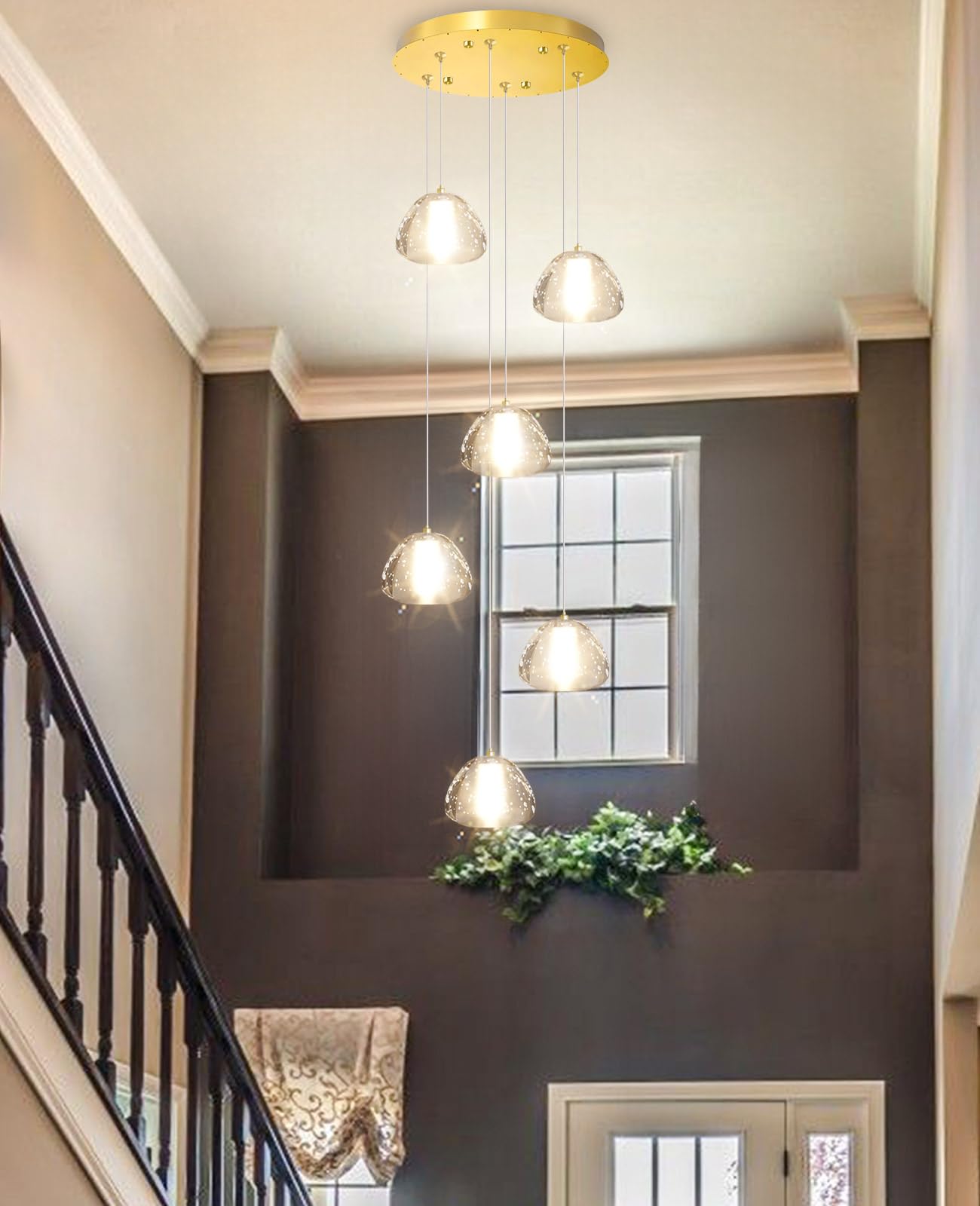 Mini Crystal Chandeliers for Kitchen Island 6-Lights LED Pendant Light for Dining Room Bedroom Foyer Entryway Warm Light 3000K Bulb Included