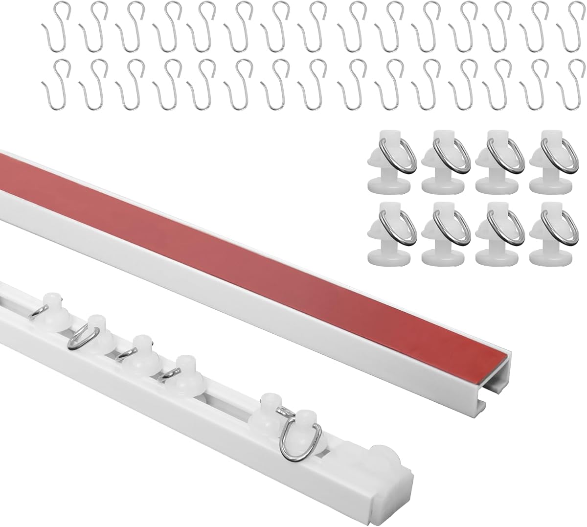 Self Adhesive Curtain Track,9.8FT Ceiling Curtain Track No Drill,Curtain Track Ceiling Mount, Curtain Track for RV,Trailer,Home