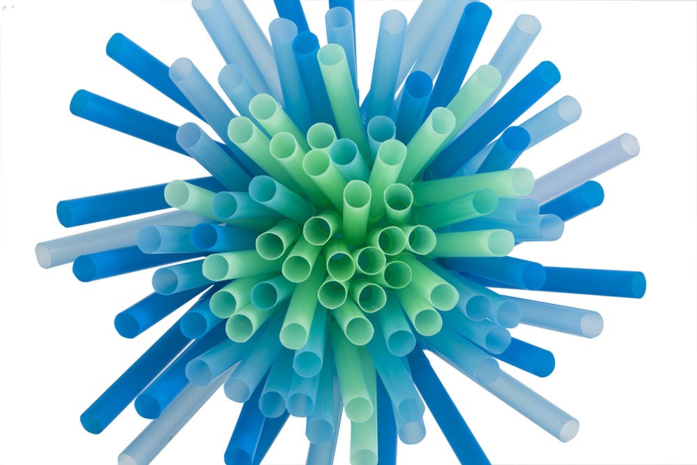 Flexi-Strawz® Disposable Straws for Drinking, Flexible Straws for Parties, Straws for Kids and Adults Blue and Green, 100-Pack