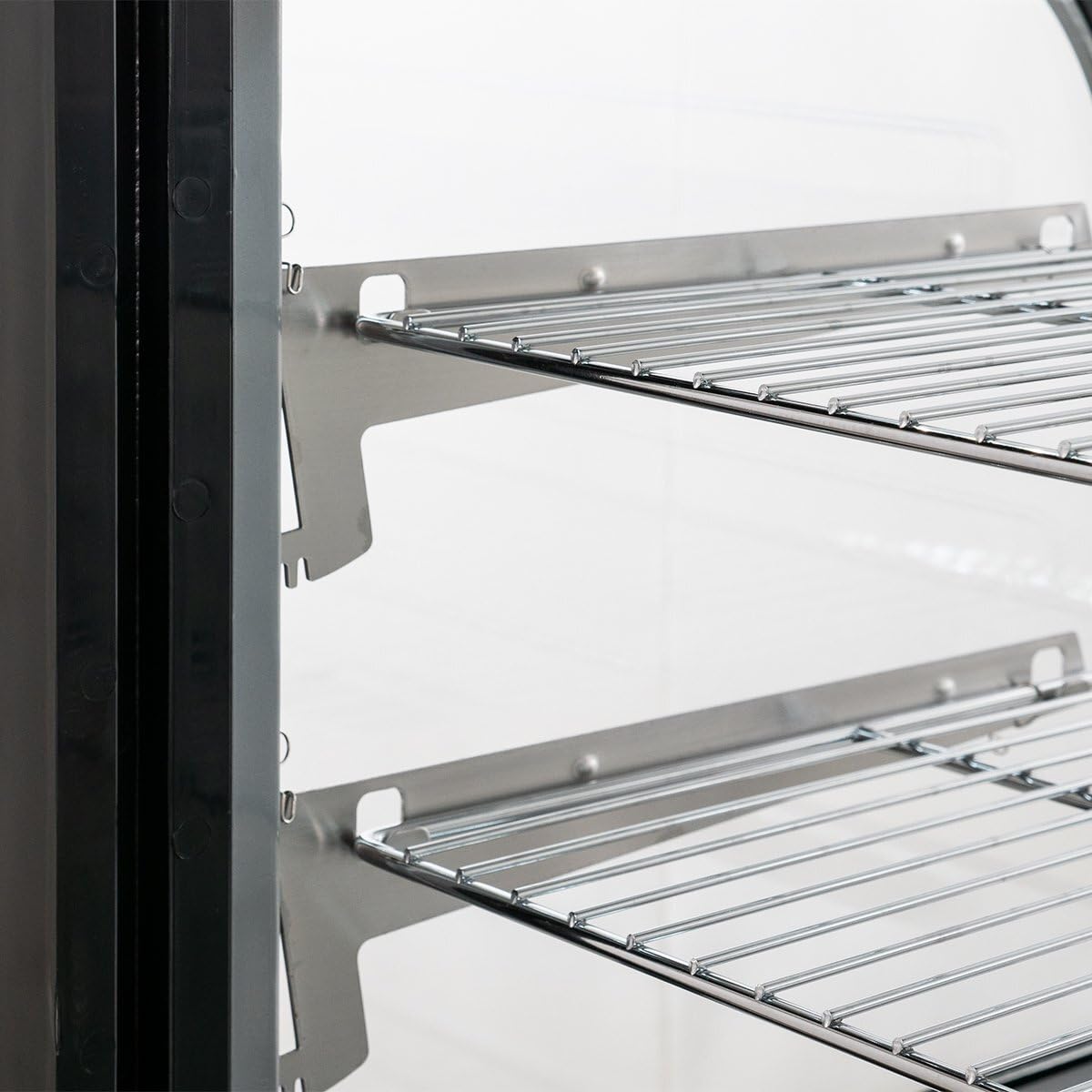 GastroHero Vetrina refrigerante 160 litri I vetrina buffet +2 °C e +6 °C con LED I vetrina refrigerante Gastro nero I banco refrigerante con porta in vetro e convezione I chiudibile a chiave